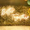 Divatla Better Together Warm White Neon Sign Wall Sign for Wedding Decorations, 16''*9'' & 23''*9'' Backdrop, Bedroom Wall Decor LED Tube Sign Large Enough for Decoration, 24Wx10L+17Wx9L