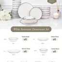 OTAGO 24-Piece Porcelain Dinnerware Set for 6, White Stoneware Plates and Bowls Sets, Ceramic Dish Set for Kitchen, Dinner & Dining, Blue Rim, Microwave & Dishwasher Safe