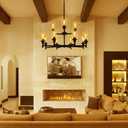 LIGHTDAMY Black Chandelier for Living Room Light Fixture, Large Farmhouse Chandeliers with Clear Glass Shade, Industrial 2-Tier 12 Lights Hanging Lighting for Dining Room Restaurant Villa, 12-Light D37.4"