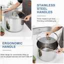 TeamFar Stainless Steel Stock Pot, 24QT Large Stockpot Tri-ply Bottom Cooking Soup Pot with Glass Lid, for Induction Gas Glass Stovetops, Non Toxic & Heavy Duty, Large Size & Easy Clean, 24 Quarts
