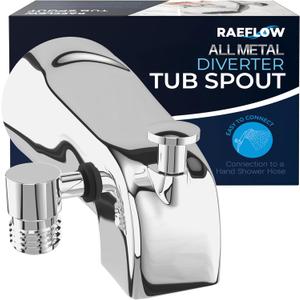 All Metal Tub Spout with Diverter & Integrated Shower Hose Connection, Chrome Finish, Fits Threaded 1/2" or 3/4" IPS, Bathtub Faucet for Convenient Shower Access