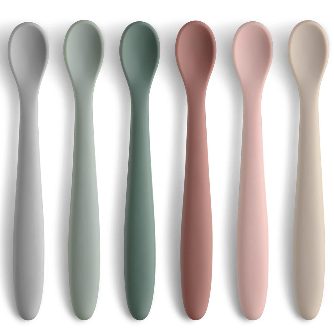 6-Piece Silicone Baby Feeding Spoons, First Stage Infant Spoons, Soft-Tip Easy on Gums I Baby Training Spoon | Infant Utensils Feeding Supplies, Dishwasher & Boil-proof