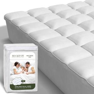 Beckham Hotel Collection Full Size Hybrid Mattress Protector & Pad - Extra Padded, Thick, Plush, & Fitted Mattress Topper for Bed - Quilted Pillow Top Mattress Cover