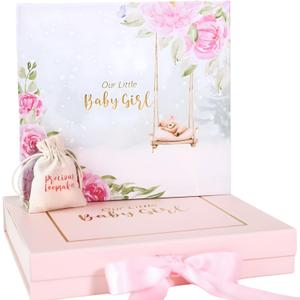 Luxury Baby Girl Memory Book Set  Keepsake Journal & Milestone Album from Pregnancy to Age 5 with Premium Gift Box, Storage Pouch & Keepsake Envelope  Baby Shower & Newborn Gift (Pink)