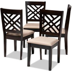 Baxton Studio Caron Contemporary Fabric Dining Chair, Sand Brown and Espresso, 4/Pack (153-4P-9401-HiT)