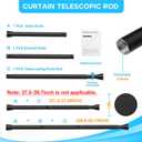 Black Spring Tension Curtain Rod 28-52 Inches, 7/8" Diameter Adjustable Shower Curtain Rod No Drill, Anti-slip Heavy Duty Spring Curtain Rod for Windows Bathroom Kitchen Closet Doorway