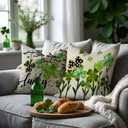Spring Lucky Shamrock Throw Pillow Covers Green Clovers Pillowcase Watercolor Stripes Blessed Holiday Farmhouse Decorative Cushion Cases for Home Decoration 18x18 Set of 4
