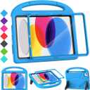 SUPLIK Kids Case for iPad A16 11-Inch 2025 (11th Gen) & iPad 10th Generation (10.9" 2022), Durable Shockproof Stand Cover with Screen Protector/Pencil Holder/Handle for Kids, Blue