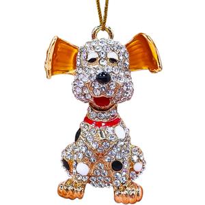 Dog Ornaments for Christmas Tree, Handmade Metallic Ornament with Rhinestone, Cute Pet Decor, Beautiful Christmas Ornaments for Kids - Gifts for Dog Lovers