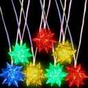ArtCreativity Flashing Crystal Star Necklaces for Kids, Set of 12, Cute Toy Jewelry for Girls with Light-Up Pendant, Christmas Party Favors for Children, Goodie Bag Fillers in Assorted Colors