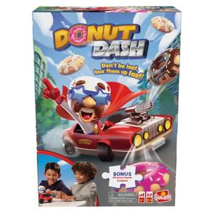 Goliath Donut Dash Game w/ 24pc Puzzle - Race to Pick Up Matching Donuts, Racecar Does Real Donuts On Table Or Hard Floor - Includes 24-Piece Puzzle