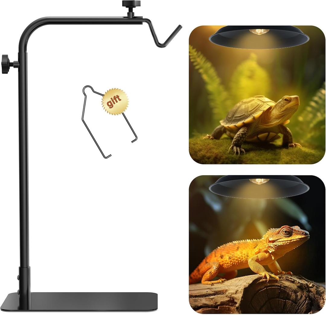Reptile Heat Lamp Stand Adjustable 18"-32": Light Holder Fixture with Heavy Base for Bearded Dragon, Turtle, Snake, Lizard  Terrarium Heating Dome Lamps for Tank or Aquarium Use
