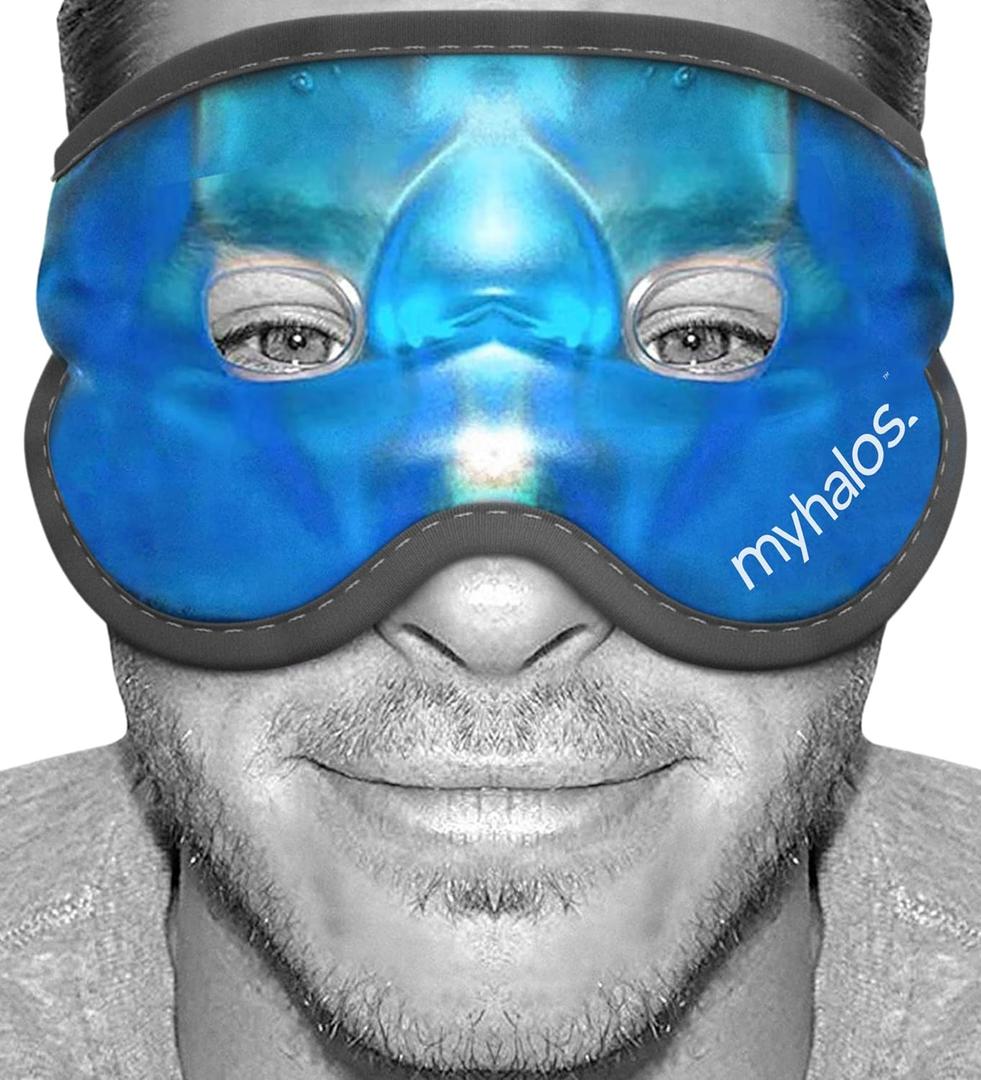 Cooling Eye Mask - Reusable Gel Eye Mask Cold Pack - Our Ice Eye Mask Soothes Puffy Eyes & Dark Circles - Relieve Your Headaches & Sinus Pain with Cold Eye Mask & Eye Gel Mask Therapy - Halos