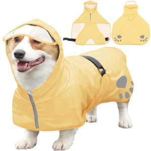 Dog Raincoat Hooded Slicker Poncho - Reflective Lightweight Pet Rain Jacket Coat,Dog Waterproof Raincoat with Adjustable Belly Strap, Size: Medium