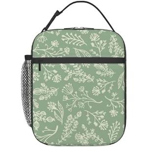 VANZEV Sage Green Lunch Box for Adults Kids Women Men Botanical Herbs Plants Lunch Bag Cooler Tote Reusable Insulated Lunch Bag Container Gifts for Office Picnic Travel Work School