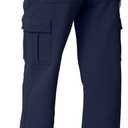 QINSEN Womens Medium Waist Baggy Elastic Waist Sweatpants Casual Fleece Long Pants with Pockets (Large, Navy)