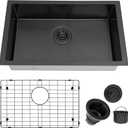 25 Inch Black Undermount RV Sink,Stainless Steel Single Bowl Kitchen Sink,Durable & Stylish Design (16"D x 25"W x 7"H) | Perfect for Campers, RVs & Mobile Homes
