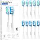 Plaque Control Replacement Heads for Philips Sonicare, Electric Toothbrush Replacement Heads for Adults, Soft Bristles, White 10 Pack