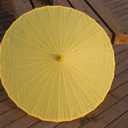 Plain Bamboo Parasol Umbrella, Yellow, 33 Inch Diameter, One Size