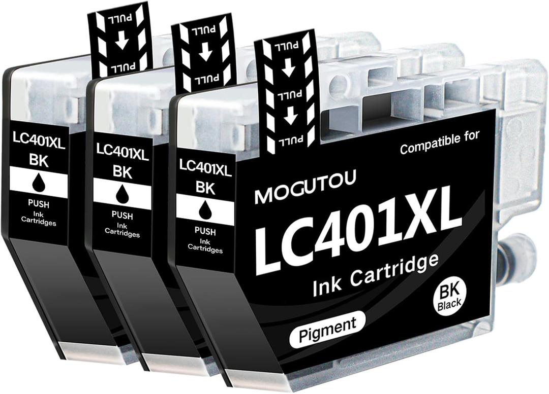 LC401XL Black Ink Cartridges Replacement Compatible for Brother LC401 for LC401XL Ink Cartridges for MFC-J1010DW MFC-J1012DW MFC-J1170DW Printer (3 Black)