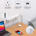 2 Pack Power Strip Surge Protector, 6 Outlets 4 USB Ports (2 USB C) 5Ft Long Extension Cords, Flat Plug Overload Protection Outlet Strip, Wall Mount for Home, Office and Dorm Essential, ETL Listed