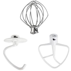 3 Pack Mixer Attachments for Kitchen Aid 4.5-5 Quart Tilt-Head Stand Mixers, Includes K45DH Dough Hook, K45B Flat Beater,K45WW Wire Whip, Dishwasher Safe Replacement Mixer Accessories Kit by TOMOON