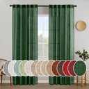 MIULEE Emerald Green Linen Curtains 84 Inch Length for Bedroom Living Room, Soft Thick Linen Textured Window Drapes Semi Sheer Light Filtering Back Tab Rod Pocket Burlap Look Christmas Decor, 2 Panels