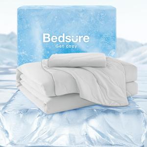 Bedsure Cooling Comforter Queen Size, Cooling Blankets for Hot Sleepers, Q-Max>0.42, Breathable Cooling Blanket for Night Sweats, All-Season Lightweight Comforter (90"x90", Grey)