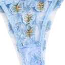 WDIRARA Women's 2 Piece Floral Embroidery Underwire Lingerie Set Mesh Bra and Panty Set Light Blue S