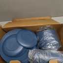 Wheat Straw Dishes Set 40 PCS, Unbreakable Dinnerware Set of 8 - Dinner Plates, Cereal Bowls, Water Cup, Lightweight, Reusable, Microwave & Dishwasher Safe Bowls for Kitchen and Outdoor - Blue