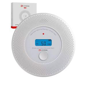 KIMROG 10-YEAR SEALED BATTERY 2-IN-1 SMOKE & CARBON MONOXIDE DETECTOR ALARM | HOME/GARAGE COMBO CO & SMOKE ALARM DETECTOR WITH BACKLIT LCD DISPLAY & V-0 FLAME-RETARDANT HOUSING(2-PACK)