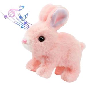 Easter Bunny Toy,Hopping Bunny Toy,Interactive Bunny Realistic Bunny - Jumping, Twitching, and Shaking Ears, Realistic Bunny that Moves, Realistic Bunny Toys for Kids (Pink)