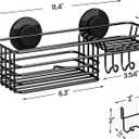 LEVERLOC Shower Caddy Suction Cup, Suction Caddy with Hooks and Soap Holder for Bathroom, No-Drilling Bathroom Shower Organizer, Black