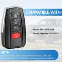 Smart Key Fob Replacement Fits for Toyota RAV4 Highlander 2019 2020 2021 2022 2023 Proximity Keyless Entry Remote Control 314.3 Mhz 8990H-0R030 8990H-0E020 HYQ14FBC 4 Button