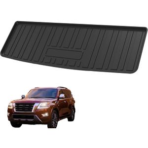 Elsetyler Custom Fit for Cargo Liner 2017-2025 Nissan Armada / 11-13 Infiniti QX56 / 2014-2025 QX80 - Black TPE All Weather Heavy Duty Waterproof Rear Cargo Tray Trunk Floor Mat Protector