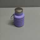 Collapsible Water Bottle 17oz（500ml），Travel Portable Sport Water Bottle，Reusable Silicone Foldable Water Bottles for Gym Camping Hiking (Purple)