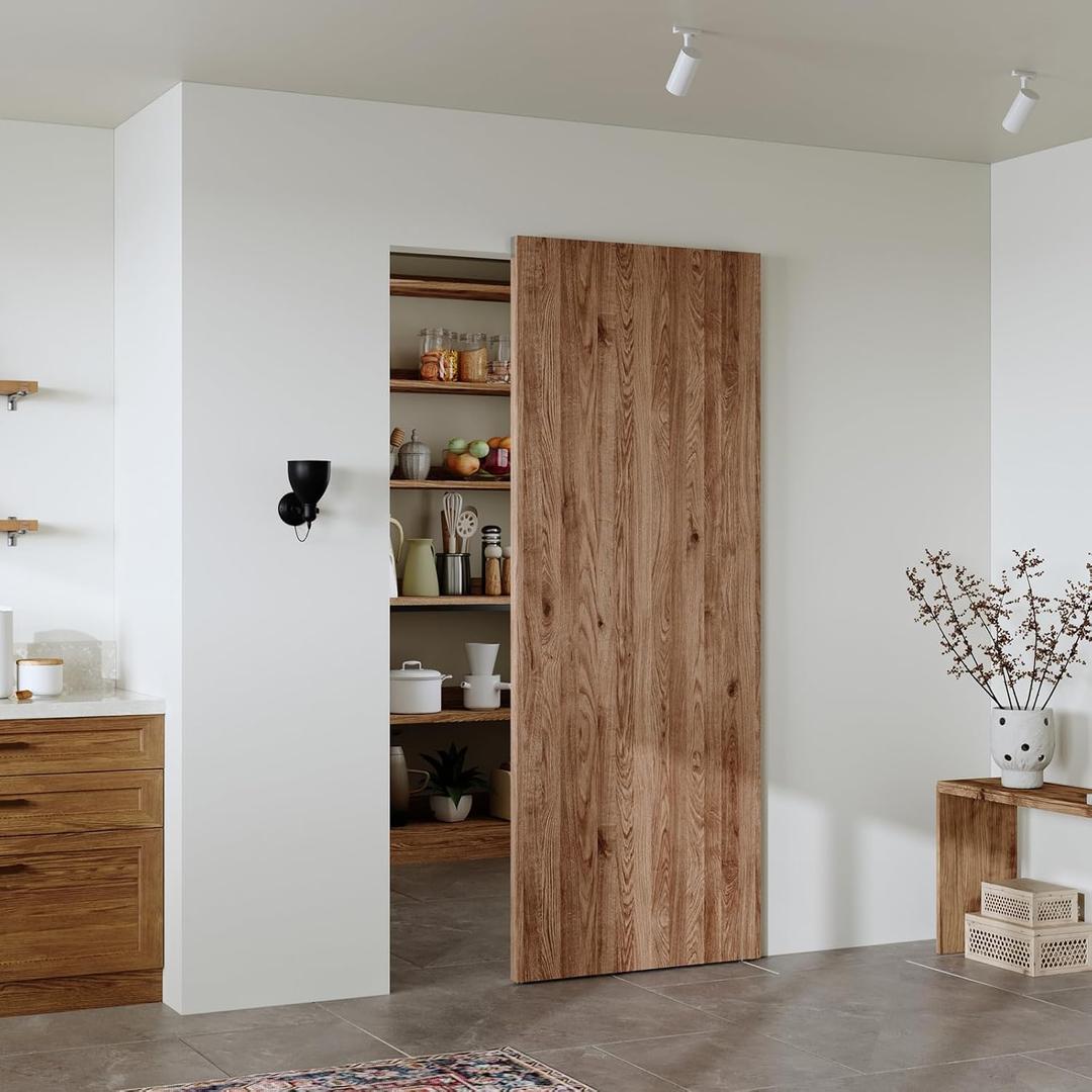 32" Concealed Sliding Barn Door Hardware Kit with Soft Close Mechanism for 24in Passage Opening, Hidden Sliding Door Hardware, Trackless Rail, Wall Mount for Interior Wooden Doors (NO Door)