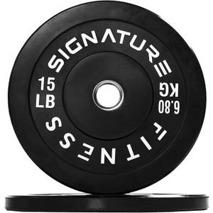 Olympic Bumper Plates, 2" Weight Plates for Strength Training & Weightlifting, 1 Pack, 15 LB