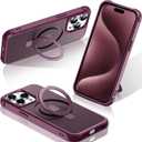 STERKER Magnetic Stand Ring Compatible with iPhone 15 Pro Max Case [Military Grade Drop Protection][Compatible with Mag-Safe] Kickstand Slim Matte Case for iPhone 15 Pro Max Phone 6.9", Wine Red