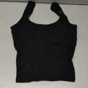 SUUKSESS Women Cotton Ribbed Built in Bra Tank Tops Summer Casual Basic Top (Small, Black)