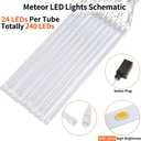 JJGoo Christmas Lights Meteor Shower Rain Lights, 10 Tube 12 inch 240 LEDs Icicle Light Outdoor Raindrop Light for Xmas Halloween Wedding Party Tree Holiday Decoration (Blue)