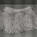 SOLY HUX Women's Fringe Mini Skirt Low Rise Flowy Going Out Skirts Western Country Concert Outfit Plain White Large