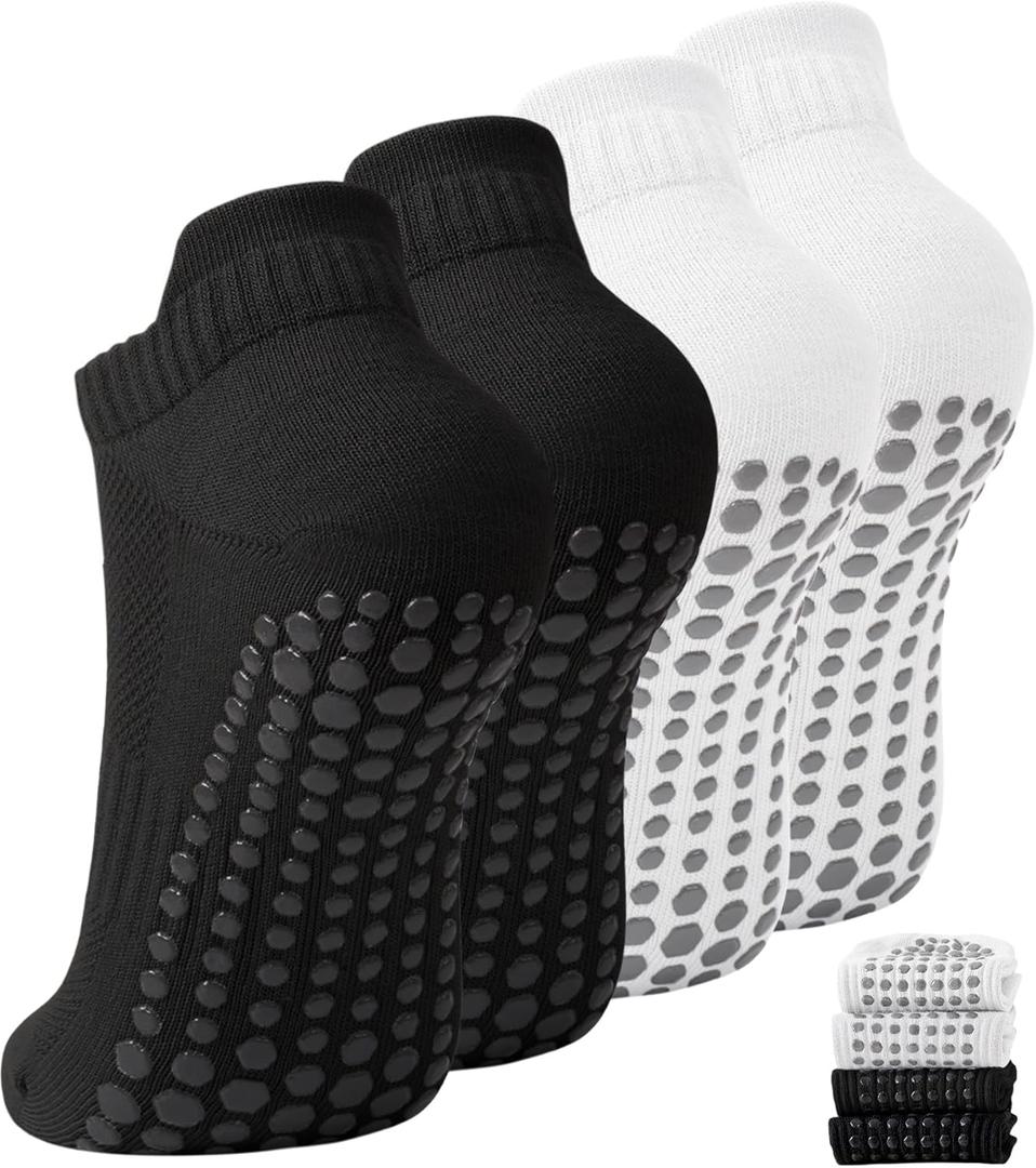 ACTINPUT Unisex Pilates Grip Socks for Women Men, Non Slip Grippy Socks for Yoga Barre Hospital Workout (Multicolor 02)