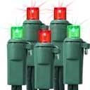 Brizled Red & Green Christmas Tree Lights, 33ft 100 LED 5MM Wide Angle Gentle Twinkle Christmas String Lights, 120V UL Certified Connectable Xmas Tree Light Mini Xmas Light for Tree Party Home Garden