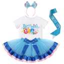IBTOM CASTLE Toddler Birthday Girl Outfit Blue 12-18 Months