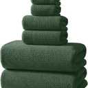 REDKISS 6-Piece Bath Towel Set - 2 Washcloths, 2 Hand Towels, 2 Bath Towels | Ultra-Fiber Coral Fleece, Super Absorbent, No Lint & No Fading | Perfect for Bathroom, Spa, Gym | Family -Olive Green