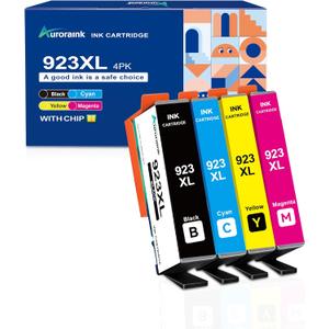 923XL Ink Cartridges Combo Pack with Chip Compatible with HP 923e 923XL Ink Cartridges for HP OfficeJet Pro 8120/8123/8130/8133/8135/8138/8139 Printer (4 Pack BK/C/Y/M)