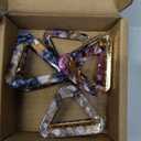 Cobahom Mini Acetate Claw Clips for Thick Hair - 3 Pcs Hollow Triangle Hair Clips for Women and Girls (Blue + Pink + Gray) 1.7 Inch