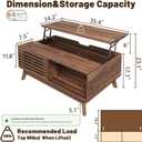 HAIOOU Lift Top Coffee Table, Mid Century Modern Coffee Table with Storage for Living Room, 35.4'' Walnut Coffee Tables with Sliding Fence Door (Brown), 21.7''d X35.4''w X17.1''h