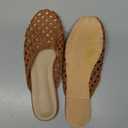 Synchoiss Woven Flat Sandals for Women Slip on Mesh Flats with Bow Knot Decoration Round Toe Espadrilles Slides Summer Mules Trendy (9.5, Brown)